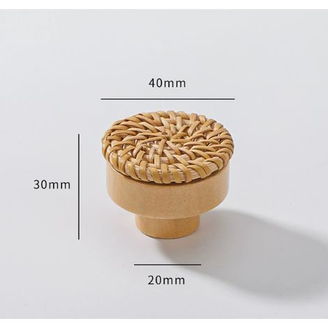40 mm Möbelknöpfe aus Rattanholz, Möbelgriffe, Schranktürknöpfe, Schubladengriffe, für die Inneneinrichtung, Kleiderschränke (1/5)