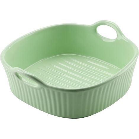 Plat à gratin Airfryer, plat à gratin en céramique, petit plat à gratin avec poignées en céramique, moule à lasagnes carré pour lasagnes, tiramisu, moule à pâtisserie 20 x 20 cm (1/5)