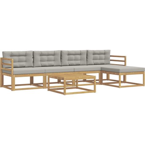 Conjunto de sofás de exterior 6 uds. Blanco y Gris Claro vidaXL (1/5)