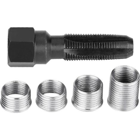 Kit Reparation Filetage Bougie - 14 mm - Pas 1,25 mm - Acier Carbone Trempe - Pour Moteur Essence - 5 Pieces (1/3)