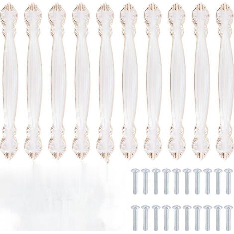 Set mit 10 Vintage-Möbelgriffen im Antik-Stil, geschnitzt, gebogen, aus Aluminiumlegierung (128 mm Lochabstand), bernsteinweiß (1/5)