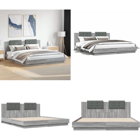 Bettgestell mit Kopfteil Grau Sonoma 200x200cm Holzwerkstoff - Bettsofa - Doppelbett - Boxspringbetten - Bettkopfteil - Massivholzbette - Home & Living (1/5)