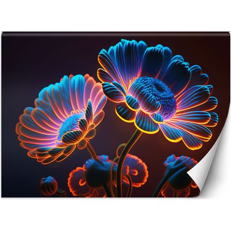 Fototapete Neon-Blumen 100x70 cm