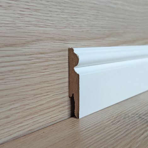 Onlywood Battiscopa MDF Bianco Ducale EVE - 14 x 75 mm - Asta da 2,4 m - Verniciabile (1/4)
