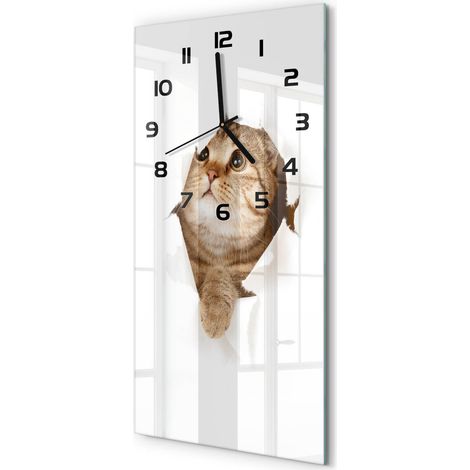 Horloge Murale Rectangulaire Verticale Design Artistique Silencieuse 30x60 cm Chat 30x60 cm (1/5)