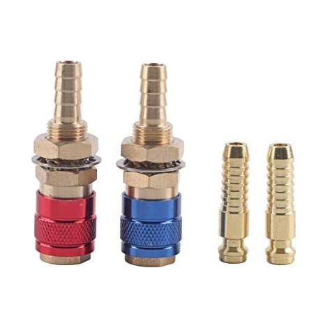 Conectores rápidos, 2 unidades de 8 mm, conector rápido para gas y agua, acoplamiento rápido para oxígeno, acoplamiento TIG, adaptador refrigerado por agua para antorcha de soldadura MIG/TIG. (1/5)