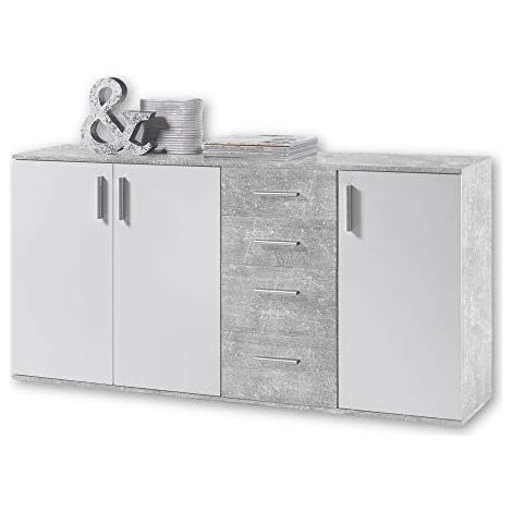 Bea  Bois stratifié - Ciment / Blanc mat