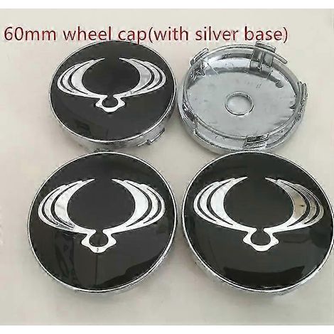Lot 4 enjoliveurs centre roue Ssangyong 60mm - Anti-poussière - Emblème autocollant - 60 mm, capuchon noir 1 (1/5)
