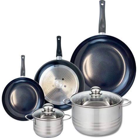 Ensemble de 3 Poêles de cuisson 20, 24 et 32 cm et 2 faitouts 14 et 24 cm Elo Prima Brillant (1/5)