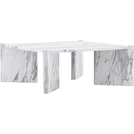 Table Basse Effet Marbre "Rogaland" 100cm Blanc (1/5)