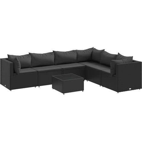 Maison Exclusive - 7-tlg. Garten-Lounge-Set mit Kissen Schwarz Po