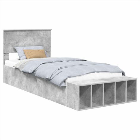 Maison Exclusive - Struttura del letto con lo scaffale Grigio cemento 70 x 190 cm