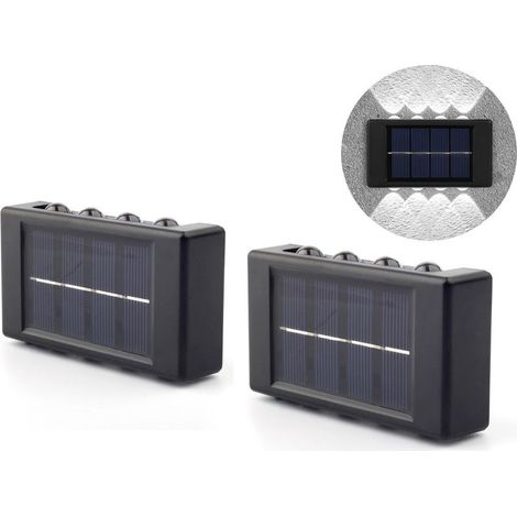Lot de 2 lampes solaires à 8 LED pour jardin extérieur, projecteur solaire à double faisceau, étanches. (1/5)