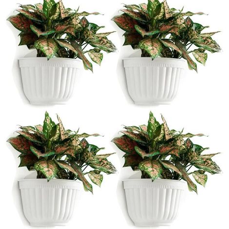 Lot de 4 pots de fleurs verticaux suspendus en résine pour jardin, salon ou fenêtre. (1/5)
