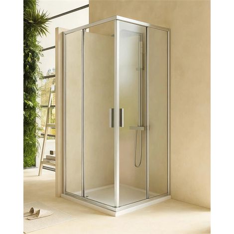 Box doccia 90x90 Rio doppio scorrevole vetro 6 mm trasparente H 195 cromo (1/5)