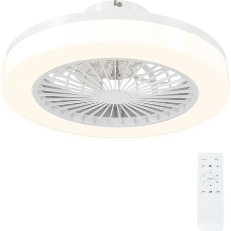 Ventilatore da soffitto con luce LED, 6 velocità, telecomando, bianco (1/5)