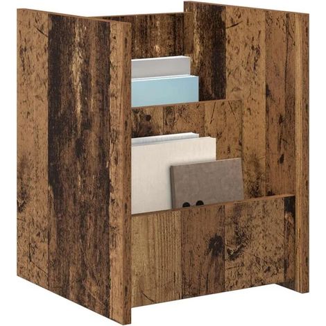 Étagère à Revues en Bois Style Rétro avec Étagère de Rangement, 35 x 35 x 45 cm (1/5)