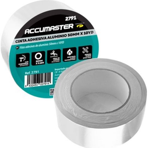 Cinta adhesiva aluminio plata - 50mm - 50yd, ACCUMASTER