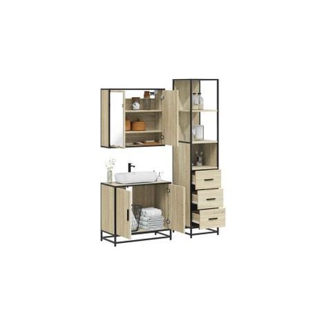 Ensemble de meubles de salle de bain 3 pcs chêne sonoma (1/5)