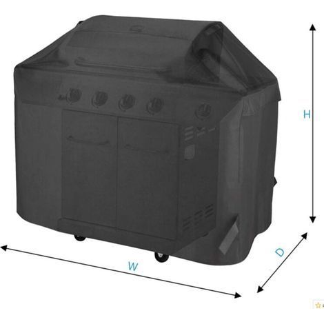 Housse de barbecue 65 pouces, housse de gril à gaz étanche et résistante à la décoloration et aux UV, compatible avec les barbecues Weber Char Broil Outback, noir (170 x 61 x 112 cm) (1/4)