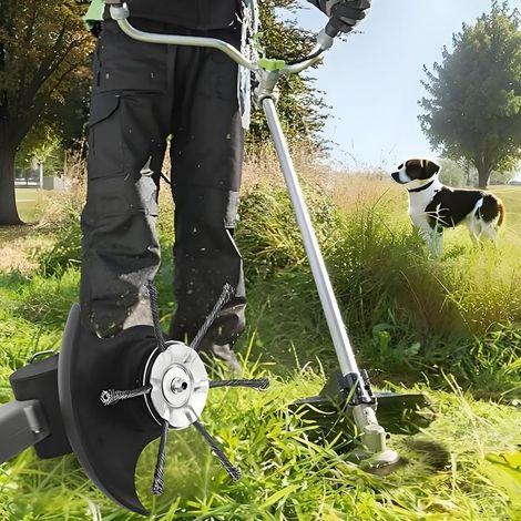 Lot de 2 têtes de débroussailleuse en fil d'acier, 230 mm débroussailleuse universelle avec kit d'adaptateur de 5 pièces pour tondeuses à gazon à essence, design de fil noué durable pour le (1/2)