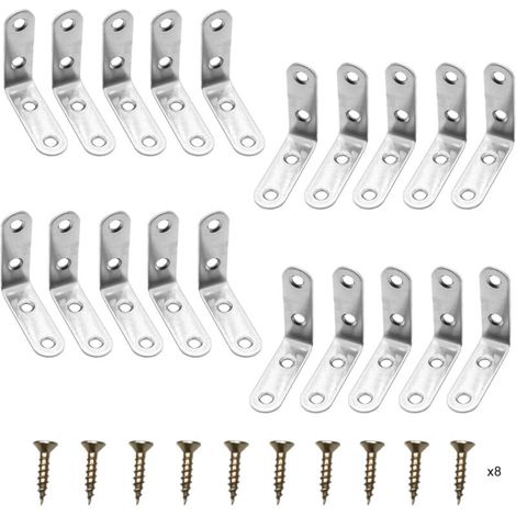 Lntyq 20 Pièces Equerre de Fixation, 50x50mm Connecteurs d'Angle, Support de Coin Équerre en Acier Inoxydable à 90 Degrés en Forme de L Avec Vis (1/5)