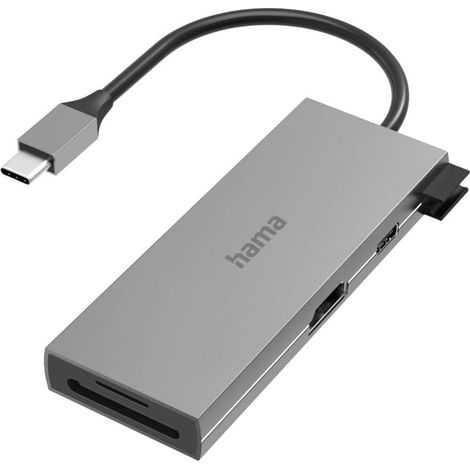 Hub USB-C, multiport, 6 Ports, 2 USB-A, USB-C, HDMI, SD, Micro SD, Garantie 10 Ans, Gris (1/5)