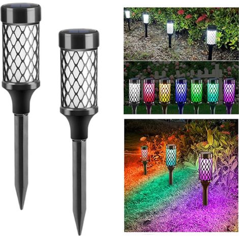 Lampe Extérieure Jardin Pelouse, Projecteur LED Nuit IP65 Lumière Solaire + lumière Multifonction, pour chaude, Éclairage Automatique colorée, 2 PC (1/5)