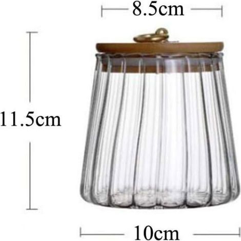 Bocal En Verre - 650 Ml - Couvercle En Bois D'acacia Hermétique - Pour Café Thé Épices Sucre - 4 Pièces (1/4)