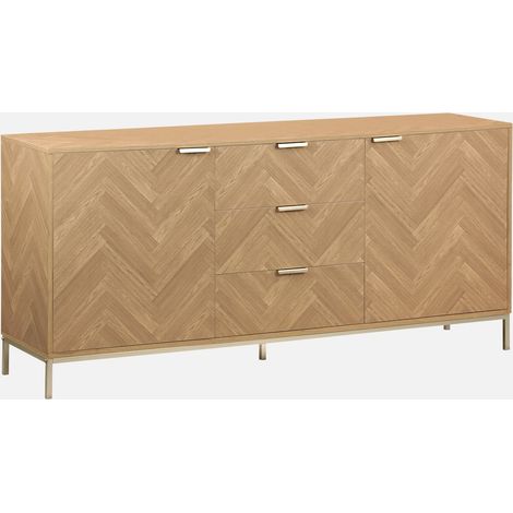 Aparador con efecto espiga de 2 puertas, 160cm (1/5)