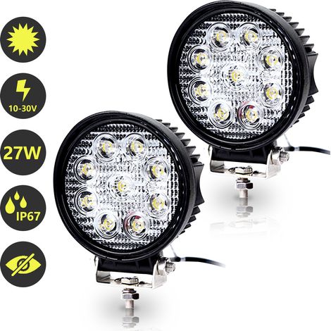 SWANEW Lumo di lavoro a LED 12V. 2x Feeli a LED 27W che cavalcano Feeli Tractor Auto Feeli aggiuntivi. Luce di lavoro a rifugio Off -road per camion IP67 IP67 (1/5)