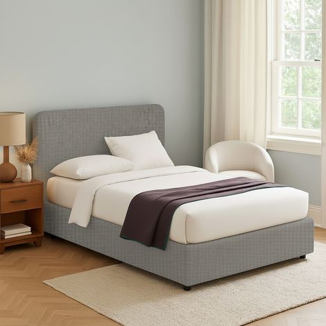 Letto Piazza e Mezza Poole, Sfoderabile, Contenitore Made in Italy, Grigio Cenere (1/5)