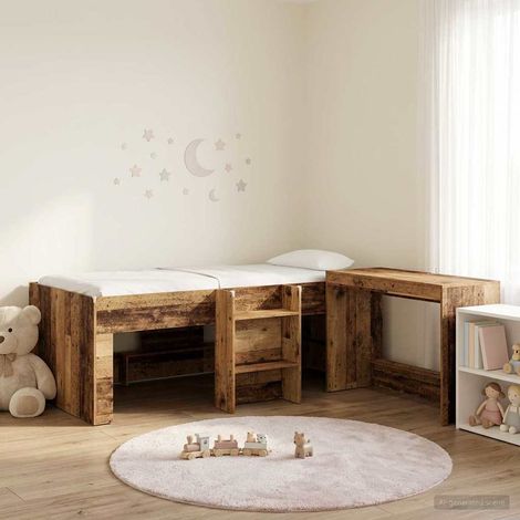 Estructura de Cama con Escritorio 2 uds. Madera envejecida (1/5)