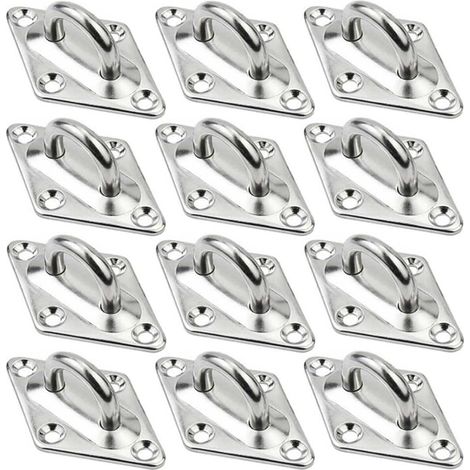 12 pezzi piastra ad occhiello in acciaio inossidabile M5 piastra di ancoraggio in acciaio inossidabile 304 gancio ad occhiello piastra ad occhiello ganci da soffitto anello da parete supporto per appe