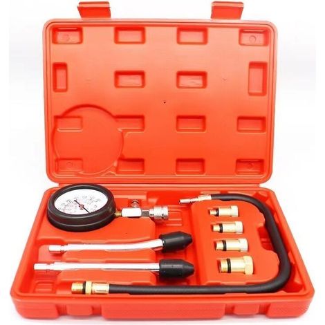 Testeur de Compression de Cylindre, Compressiomètre pour Moteurs à Essence, 0-21 bar & 0-300 psi avec Testeur de Bougie d'all (1/4)
