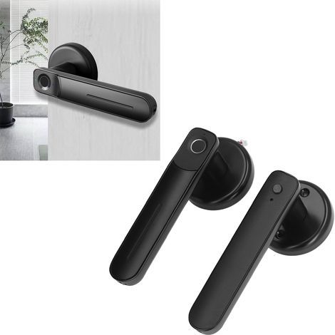 Serrure à empreinte digitale sans clé, bouton de porte biométrique intelligent pour portes de 30‑65mm, maison et bureau (1/5)