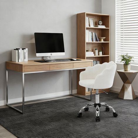 Fauteuil de bureau design feuille fleur, chaise maquillage confortable, siège ergonomique pour salon (uniquement fauteuil) (1/4)