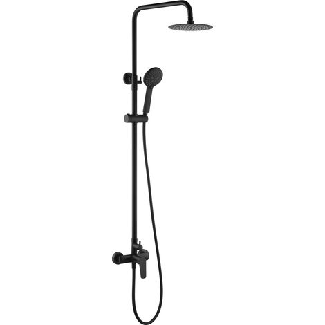Colonne de douche avec mitigeur  Modèle BELGIQUE  Pomme de douche de taille standard  Couleur noir fini mat [IMEX®]