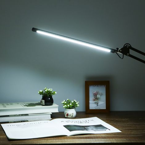 Lampe de bureau LED Tomshine avec pince, lampe de lecture à intensité variable et respectueuse des yeux, 3 modes de couleur et 10 niveaux de luminosité, bras articulé, idéale pour le bureau ou la sall (1/2)