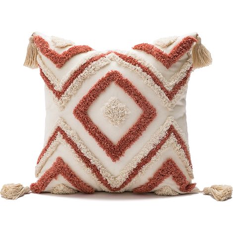 Ensemble de housse de coussin style bohème (rose et blanc), taie d'oreiller décorative avec fermeture éclair invisible, housse de coussin décorative, housse de canapé de salon (1/5)