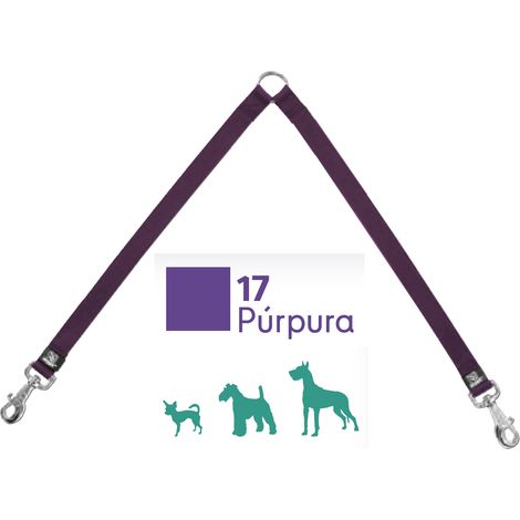 attache pour deux chiens en nylon 35 cm x 1,5 cm
