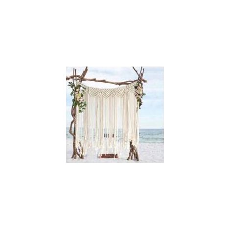 Tenture murale en macramé 100% coton – Décoration bohème 106,7 x 88,9 cm – Pour murs et plafonds – Design artisanal unique-Crezuo (1/4)
