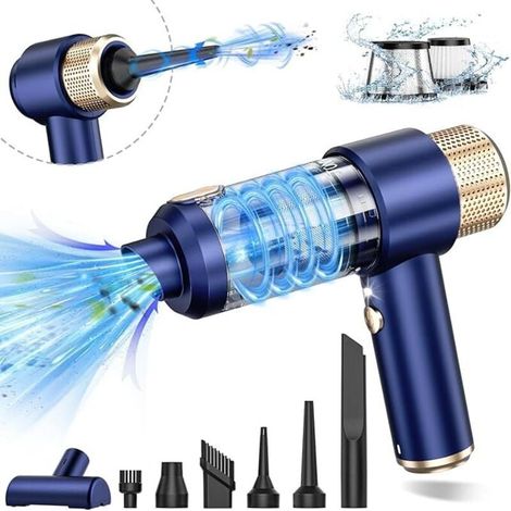 Handstaubsauger - Modell 136CT mit Metallgitter, grenzüberschreitender Qualitätsstandard 6000PA [blau-gold]. (1/4)