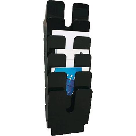 Mensola portadocumenti a parete Flexiplus resistente, 6 ripiani, verticale, nera 1700008061 (1/3)