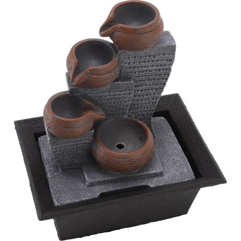 Fontaine de table avec éclairage coloré, en résine, effet cascade, idéale pour la maison ou le bureau. Prise UE 220-240 V. (1/5)