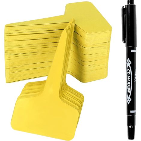 Lot de 100 étiquettes de jardin jaunes 6x10cm avec stylo inclus, pour identification et suivi des plantes succulentes et fleurs (1/5)