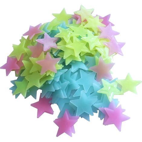 50 pegatinas de estrellas que brillan en la oscuridad, para techo, luna y estrellas luminosas, calcomanías de pared para estrellas fluorescentes infantiles, habitación de bebé, habitación infantil, de