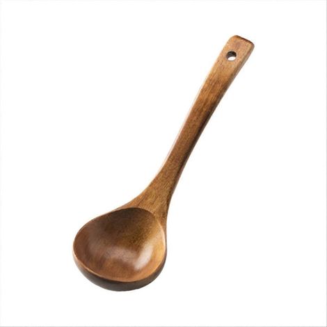 cuillère à soupe en bois grande capacité, usage en cuisine, cuillère à manche, A (1/5)