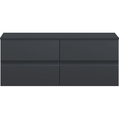 Mavesyn Contemporary 4 Drawer Wall Hung Vanity Unit with Worktop, Dark Grey, 1205mm