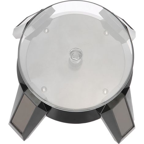 Tourne-disque Rotatif Solaire - Plateau d'Exposition avec Éclairage LED - Pour Bijoux Montres Téléphones - 360° - Noir (1/5)